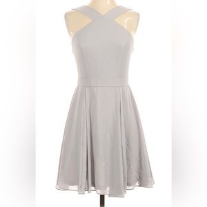 Light gray cross neck mini dress